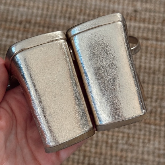 Gold Metallic Avery Square Toe Two Strap High Heeled Sandal - Picture 5 of 8